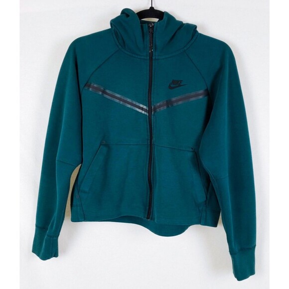 Nike Tech Fleece Windrunner Hoodie Womens S Forest Green Sweatshirt Run - Picture 1 of 12